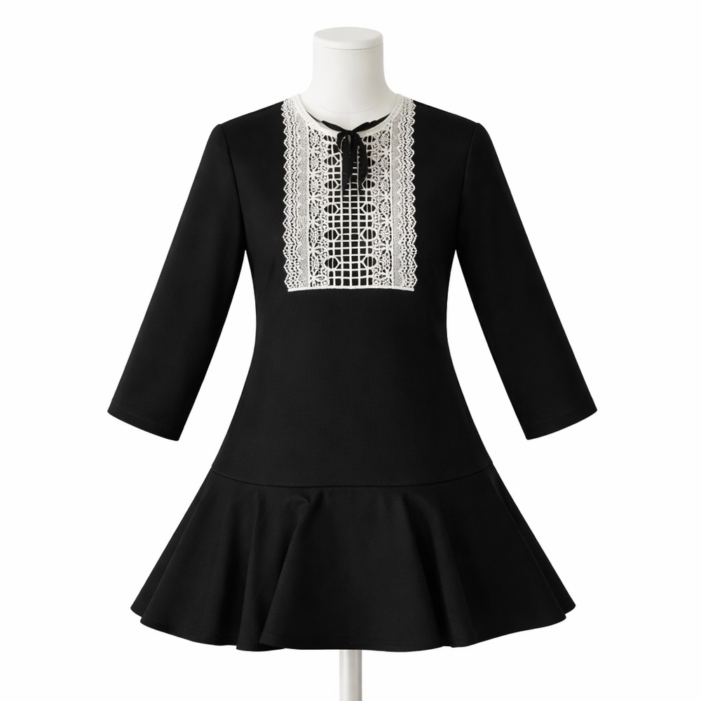 Zara Black Top with White Lace Trim